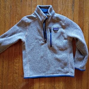 Kids Patagonia Tan/Gray 1/4 Zip Fleece Pullover, Size S (5/6)